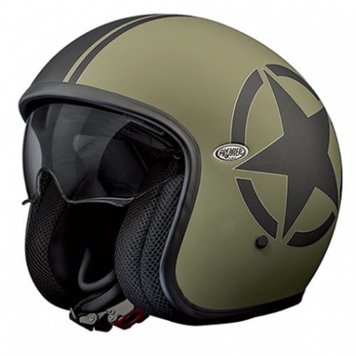 Casco casque jet Premier Vintage Star military green helmet