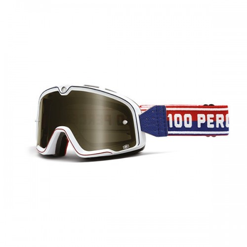 100% occhiale moto maschera Barstow white lente fumè