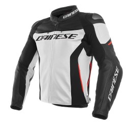 Dainese jacket Racing 3 pelle bovina giacca moto bianco-nero-rosso