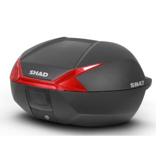 Shad bauletto SH47 nero rosso moto scooter litri 47 + piastra universale