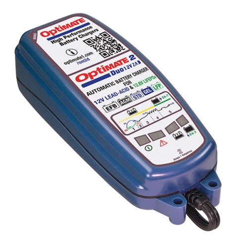 Tecmate Optimate 2 duo caricatore mantenitore batterie auto moto scooter