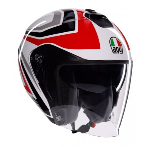 Irides tolosa Agv casco moto jet E22-06 black-grey-red