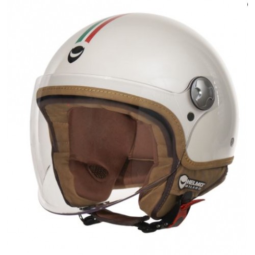 Veloce bianco Italian flag Helmo Milano casco jet E22-06